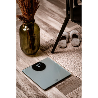 Báscula De Baño Digital Alta Precisión 180kg, Pantalla Led Apagado Automático, Vidrio Templado Adler Ad8175 Plata