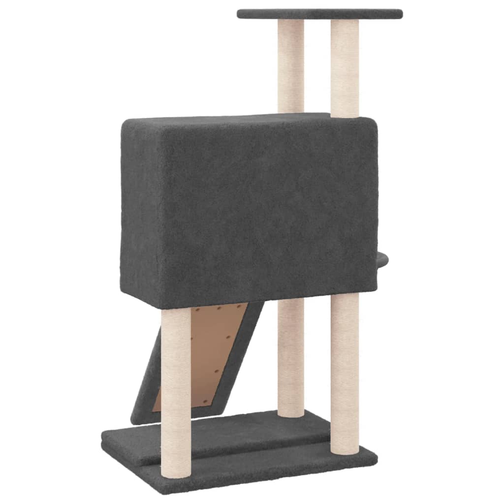 Rascador Para Gatos Con Postes De Sisal Gris Oscuro 96 Cm_4
