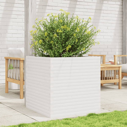 Jardinera De Madera Maciza De Pino Blanca 70x70x68,5 Cm_2