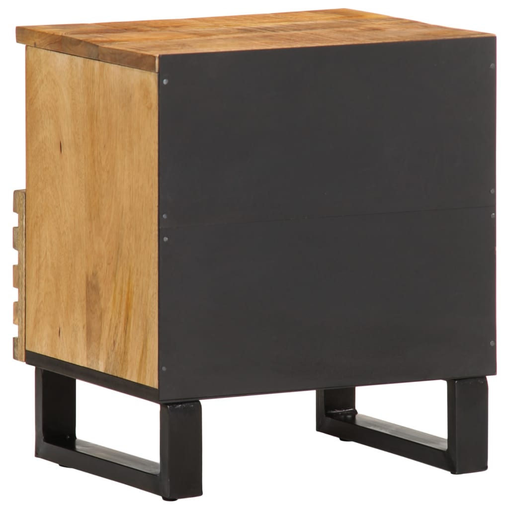 Mesita De Noche De Madera Maciza De Mango Rugosa 40x34x46 Cm_3
