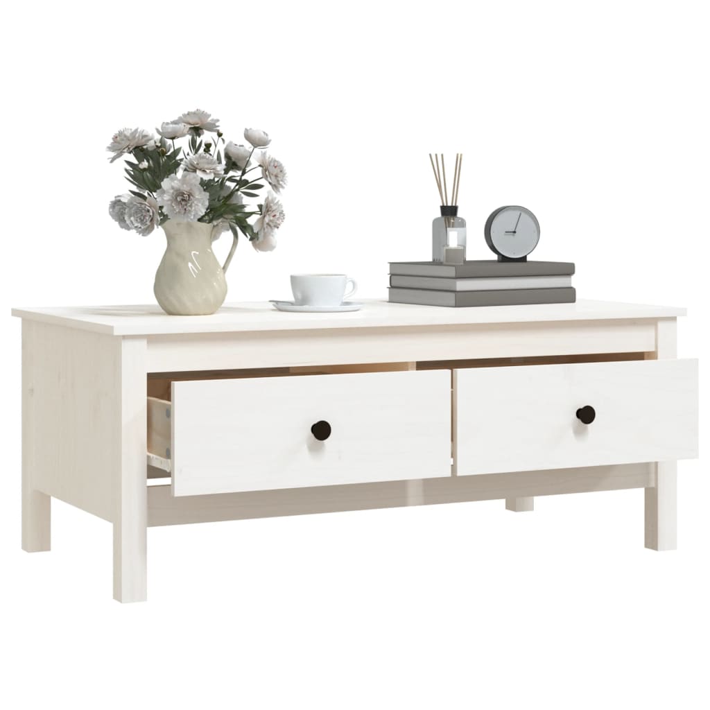 Mesa De Centro De Madera Maciza De Pino Blanco 100x50x40 Cm_3