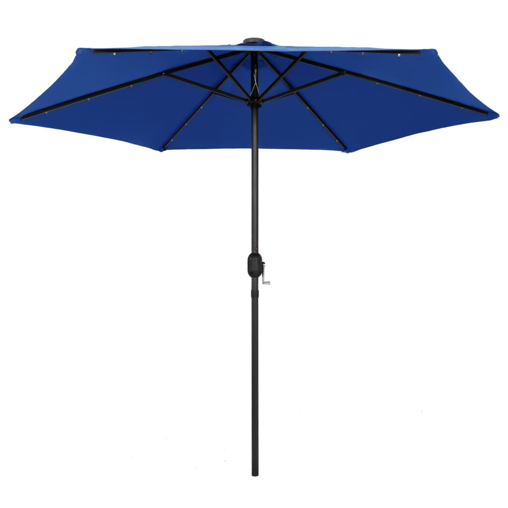 Vidaxl Sombrilla De Jardín Luces Led Palo De Aluminio Azul 270 Cm_1
