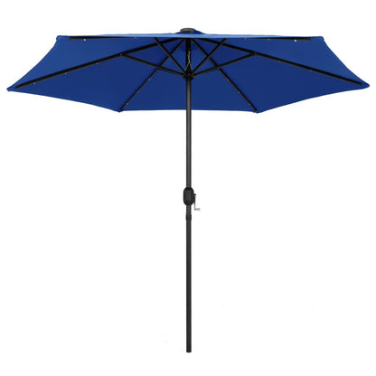 Vidaxl Sombrilla De Jardín Luces Led Palo De Aluminio Azul 270 Cm_1