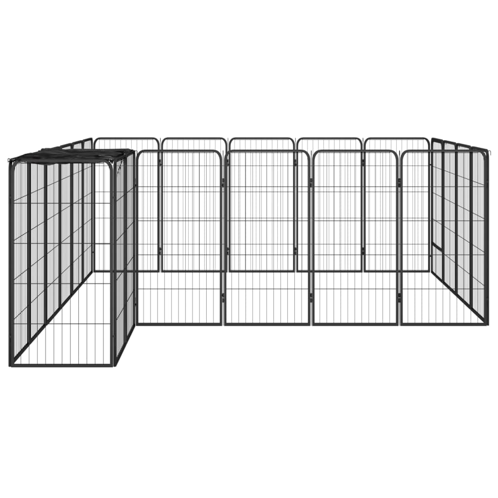 Jaula Perros 22 Paneles Acero Recubierto Polvo Negro 50x100 Cm_2
