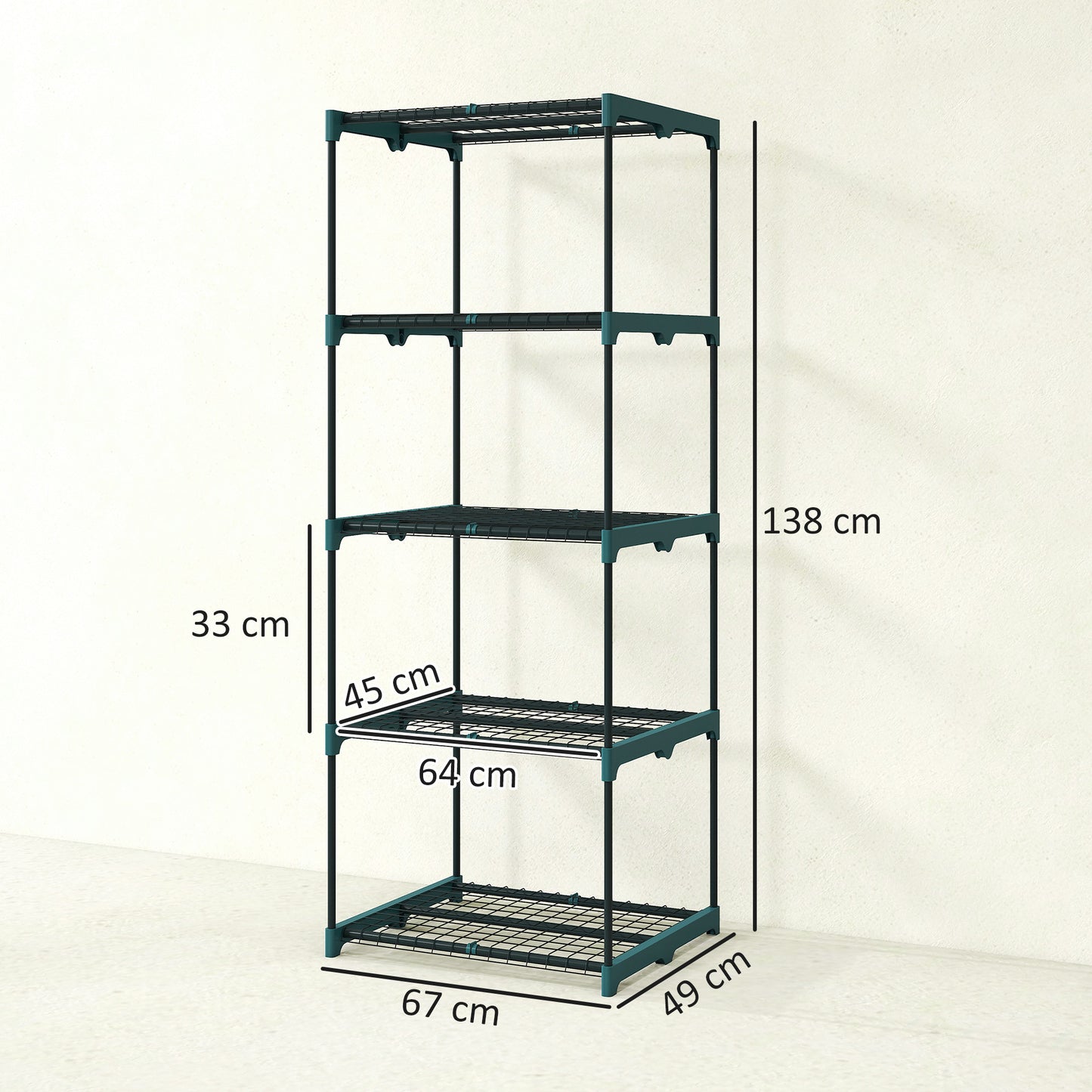Outsunny Soporte Para Plantas De 5 Niveles De Acero 67x49x138 Cm Verde Oscuro_2