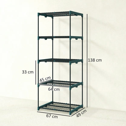 Outsunny Soporte Para Plantas De 5 Niveles De Acero 67x49x138 Cm Verde Oscuro_2