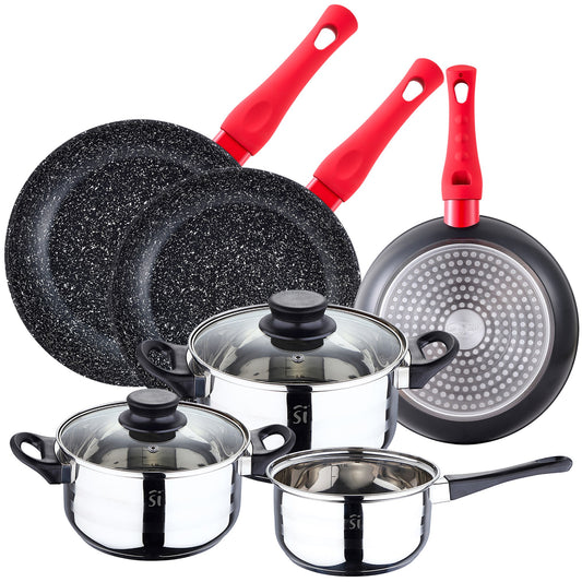 Pack Batería De Cocina 5 Piezas + Set De 3pc Sartenes 20/24/28cm En Aluminio Forjado_0