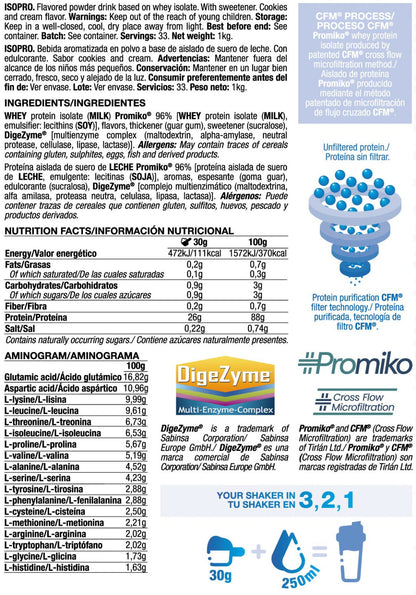 Isopro Cfm - 1kg - Cookies &amp; Cream - Proteína De Aislado De Suero Isolate - Quamtrax_5
