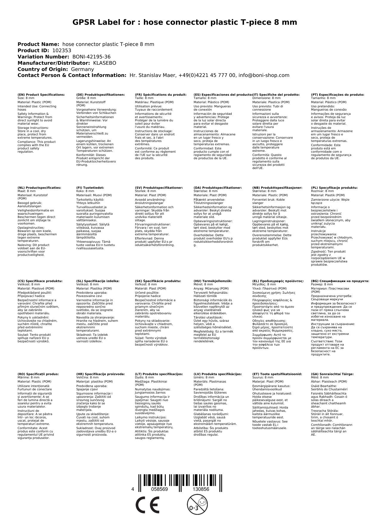Conector De Manguera De Plástico T-stück 8 Mm_1