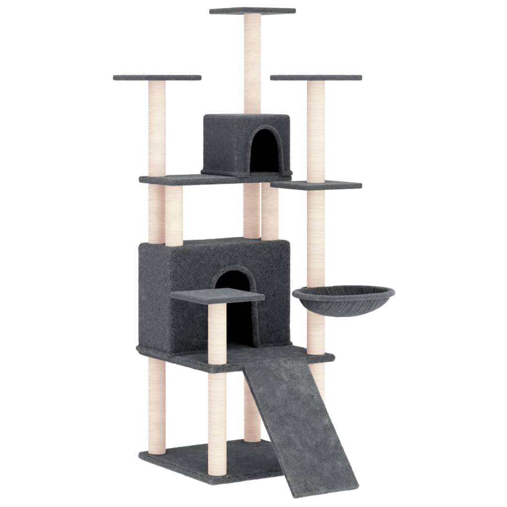 Vidaxl Rascador Para Gatos Con Postes De Sisal Gris Oscuro 154 Cm_0