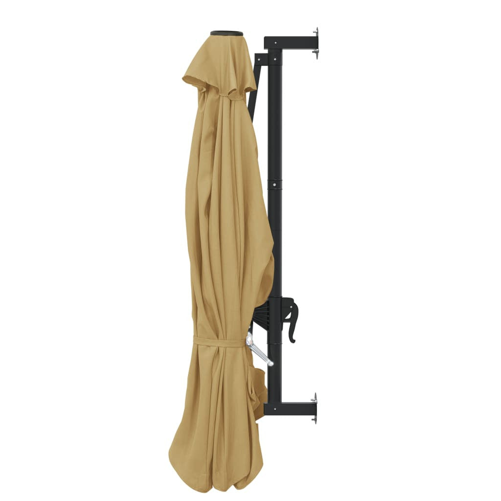 Vidaxl Sombrilla De Pared Con Barra De Metal Taupe 300 Cm_4