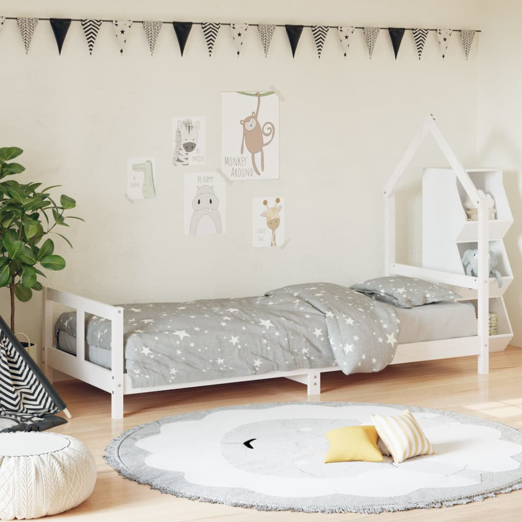 Vidaxl Estructura De Cama Para Niños Madera De Pino Blanco 80x200 Cm_1