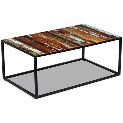 Mesa De Centro Madera Maciza Reciclada 100x60x40 Cm_1
