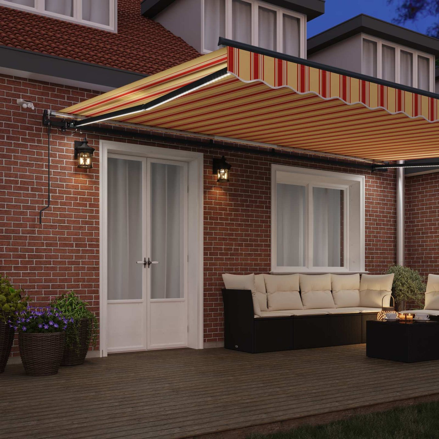 Toldo Retráctil Amarillo Y Naranja 500 X 350 Cm Poliéster_2
