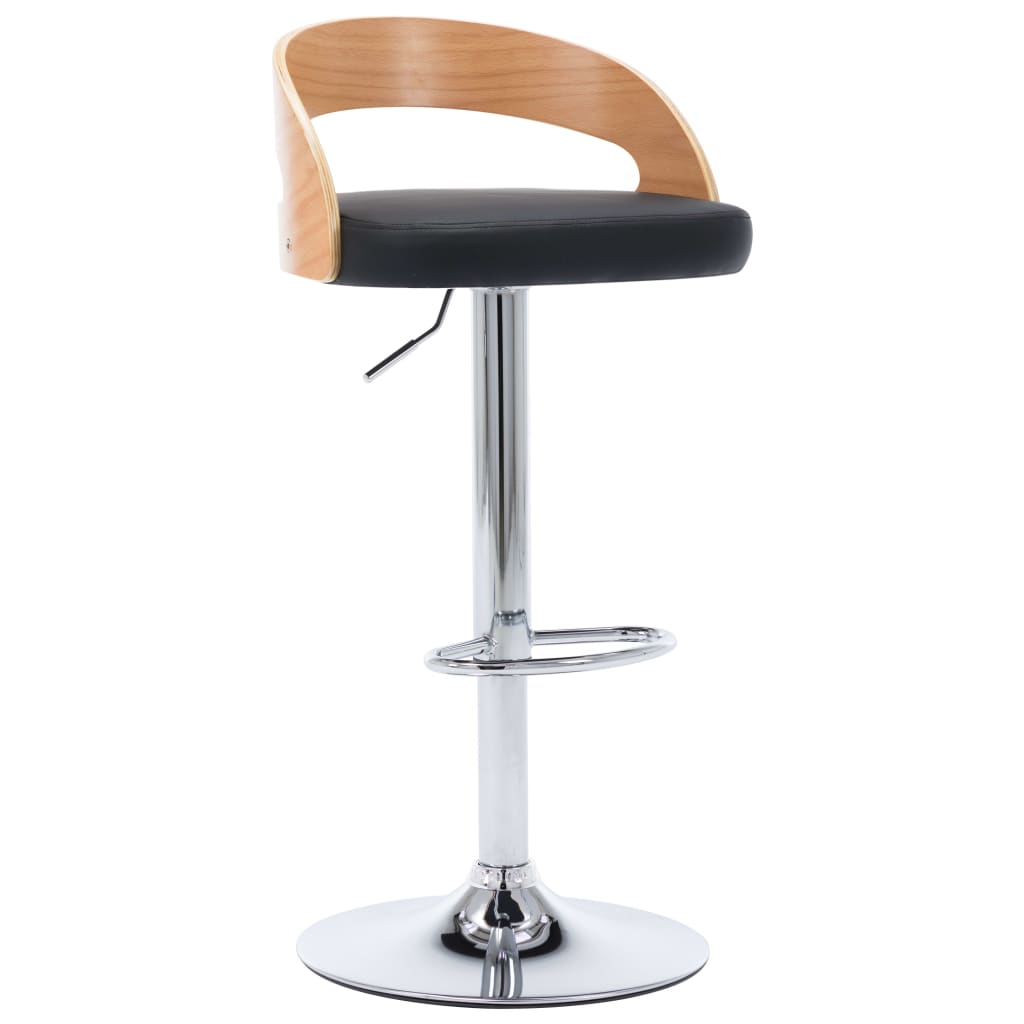 Taburetes De Cocina 2 Uds Piel Sintética Y Madera Curvada Negro_1