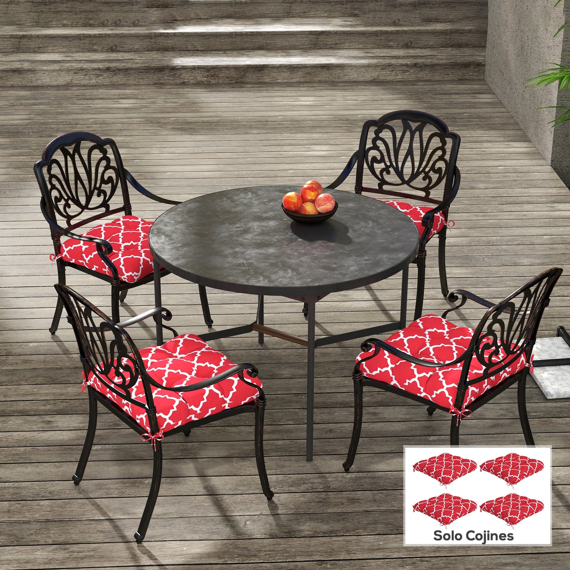 Outsunny Conjunto De Cojines Para Sillas De Comedor 48x48x7 Cm Rojo_1