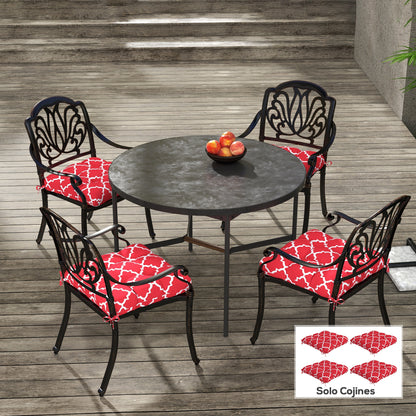 Outsunny Conjunto De Cojines Para Sillas De Comedor 48x48x7 Cm Rojo_1