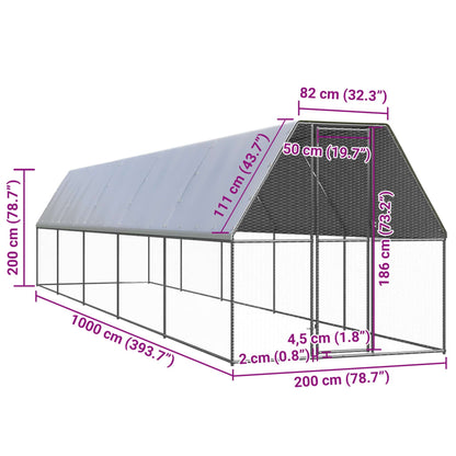Vidaxl Jaula Gallinero De Exterior De Acero Galvanizado 2x10x2 M_4