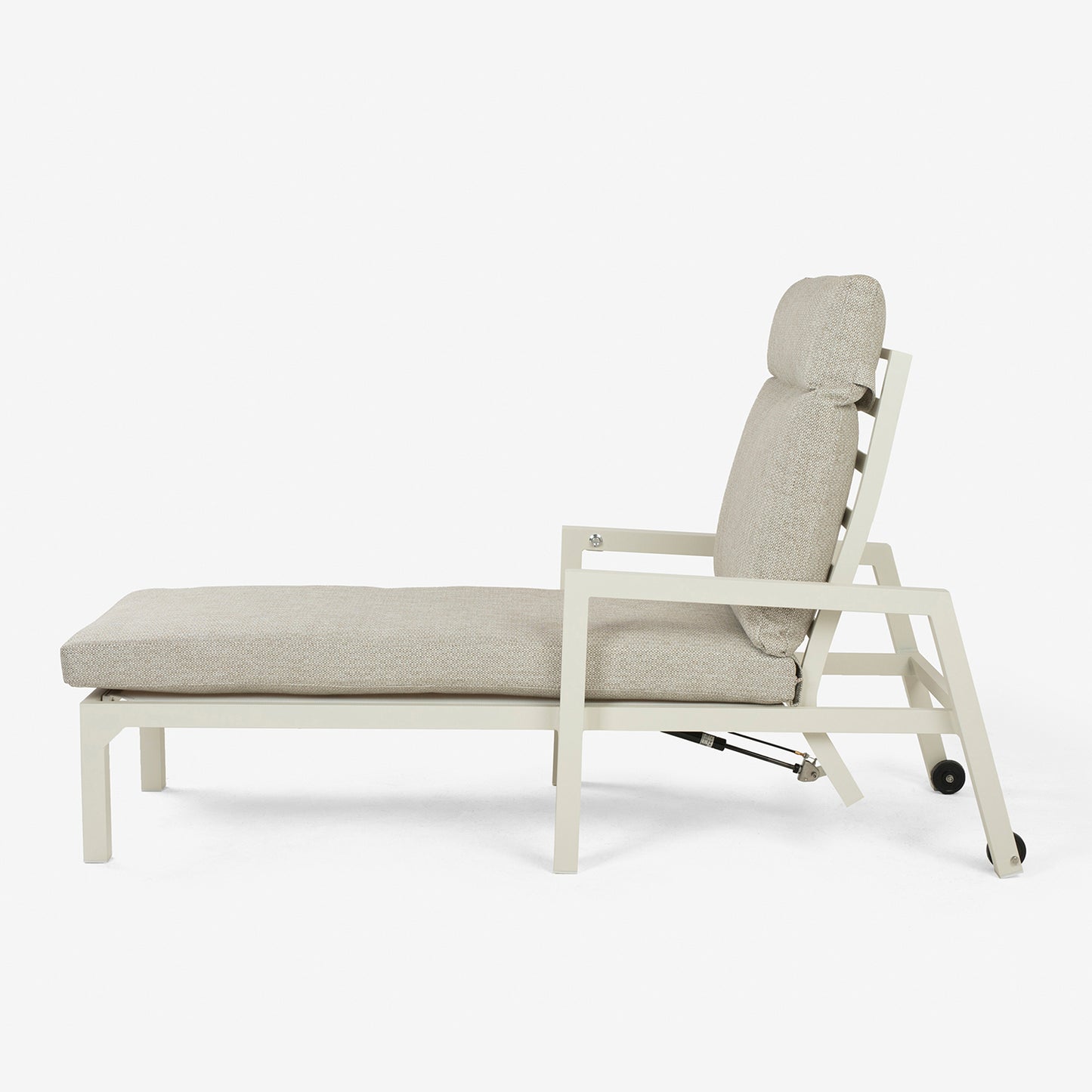 Tumbona Reclinable, Con Cojín, Aluminio, Color Blanco, 220x68x99 Cm_3