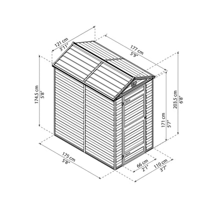 Cobertizo de jardín Skylight 176x120x203 cm gris oscuro