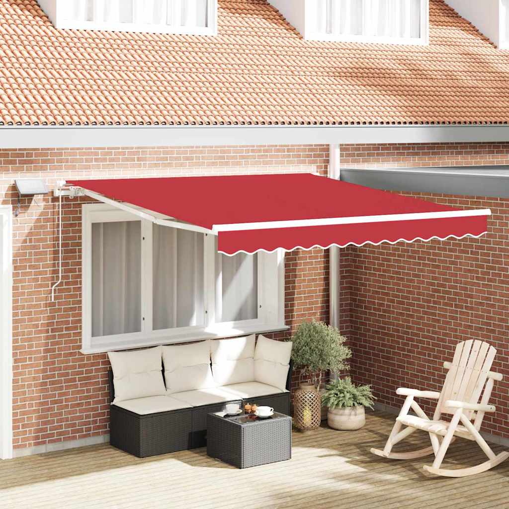 Toldo Retráctil Rojo 350 X 250 Cm Tela Y Aluminio_1