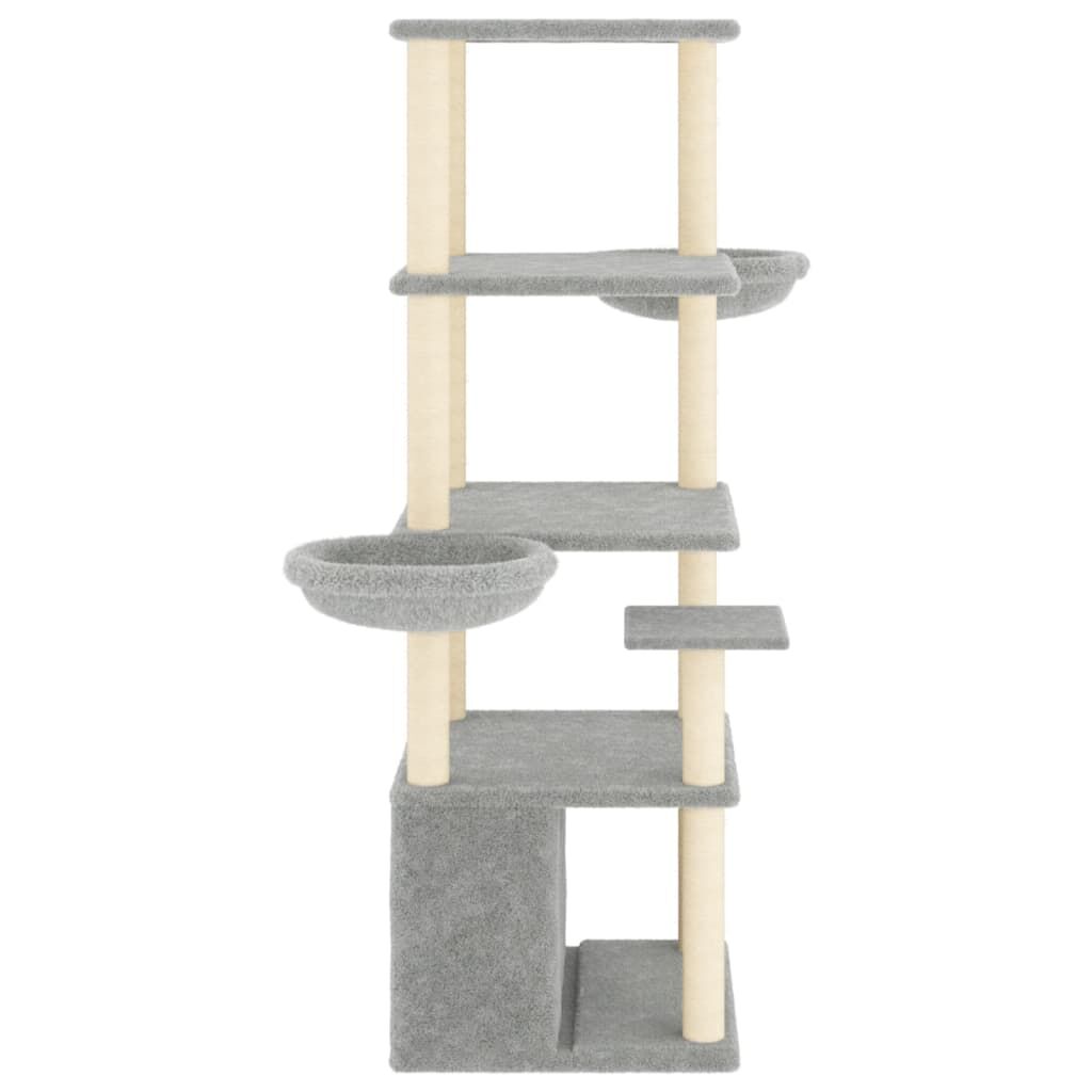 Vidaxl Rascador Para Gatos Con Postes De Sisal Gris Claro 147 Cm_3