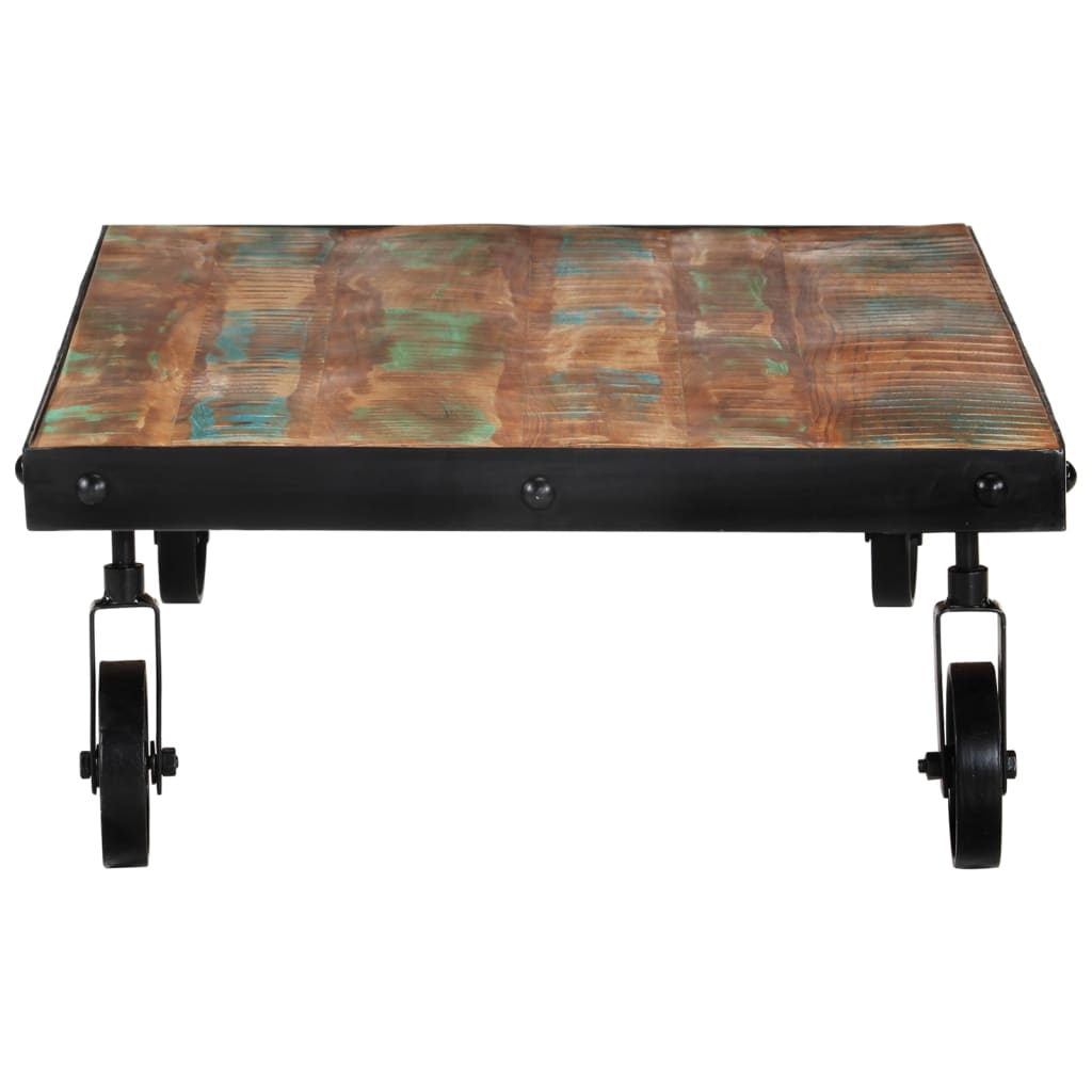Mesa De Centro Con Ruedas Madera Maciza Reciclada 100x60x26 Cm_1