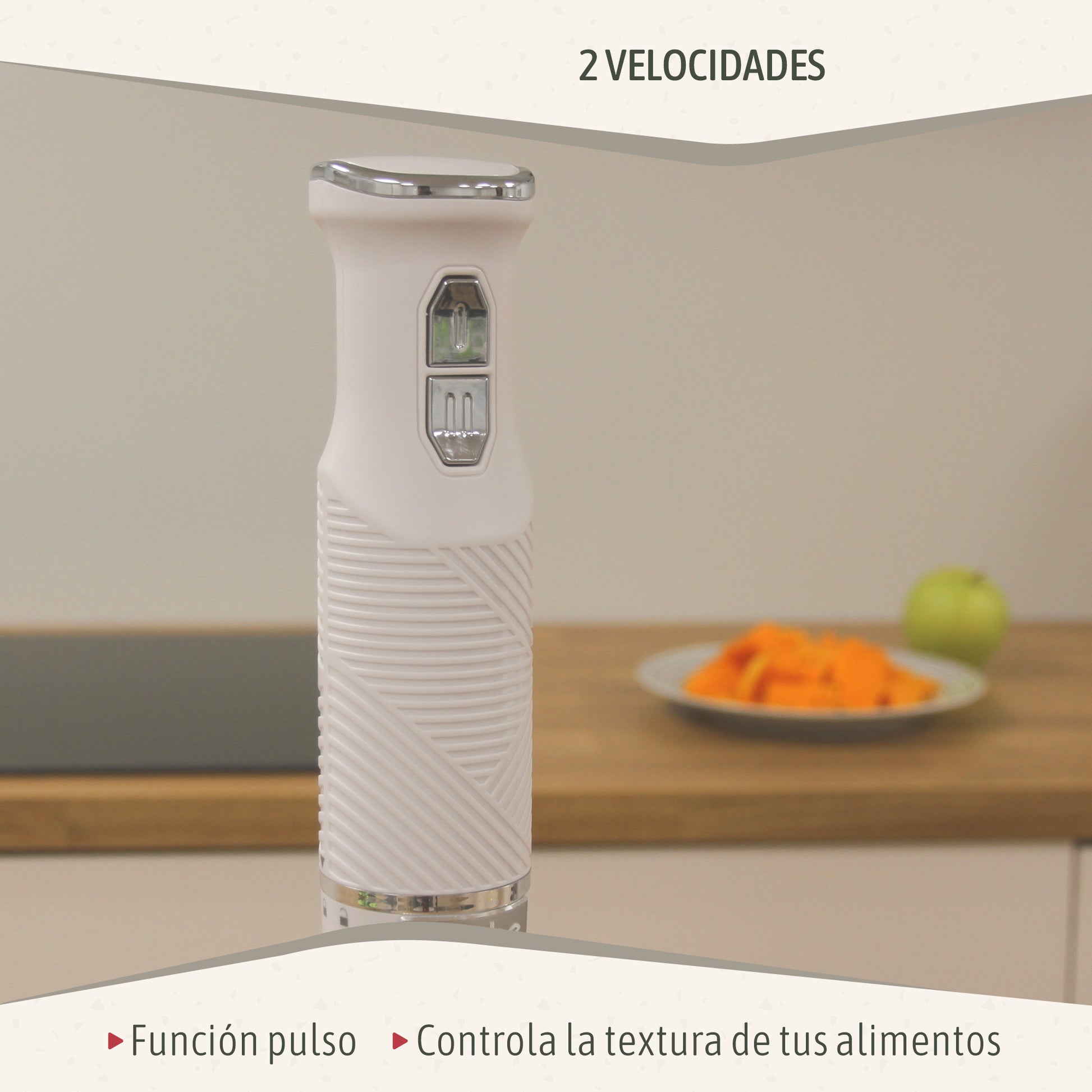 Briebe Batidora De Mano Brazo Desmontable, Cuchillas De Corte En Acero Inoxidable Diseño Ergonómico, Hb1173wht, Blanco_3