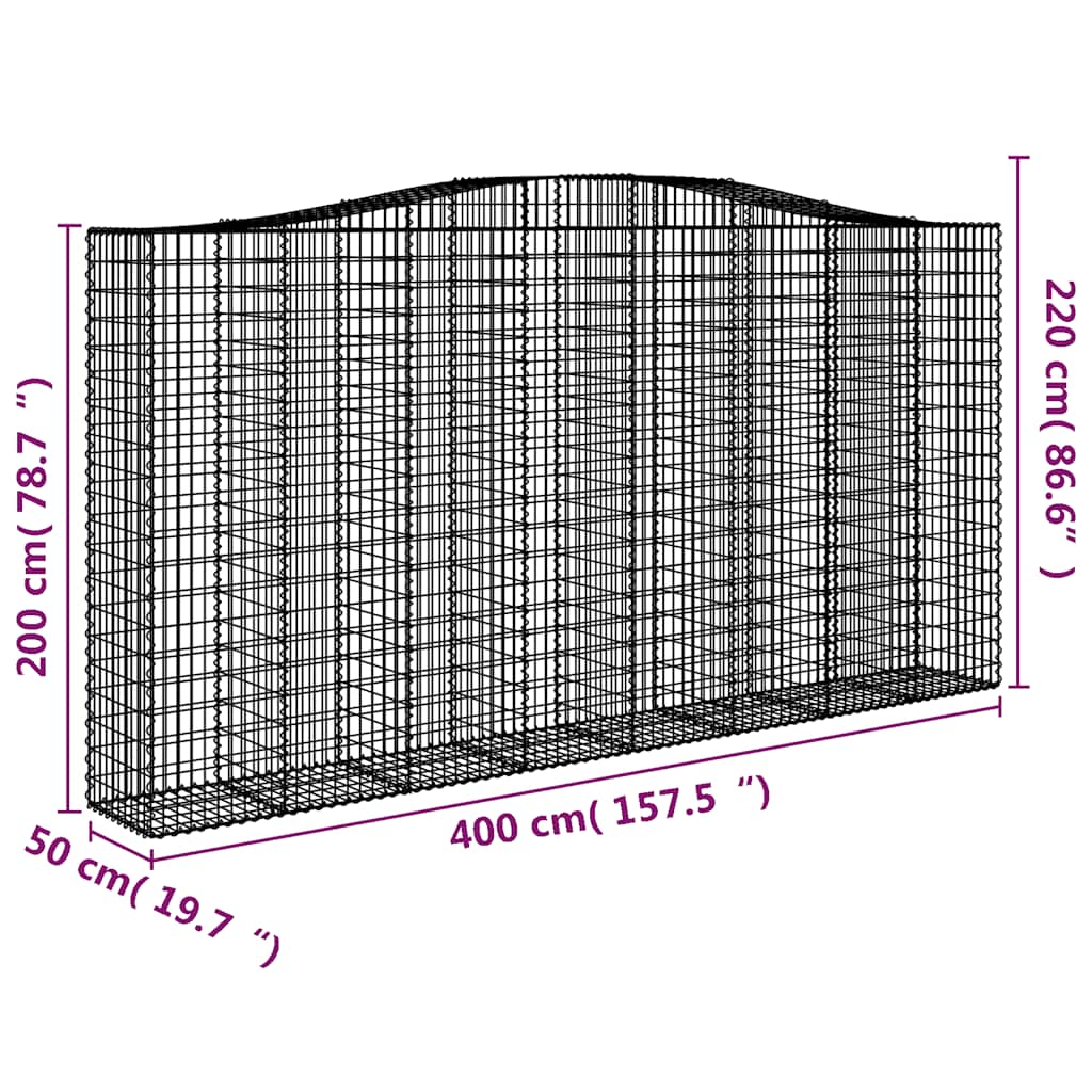 Cestas De Gaviones 3 Uds Forma De Arco Hierro 400x50x200/220 Cm_5