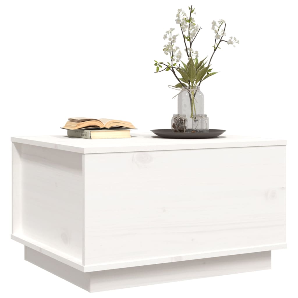 Mesa De Centro De Madera Maciza De Pino Blanco 60x50x35 Cm_2