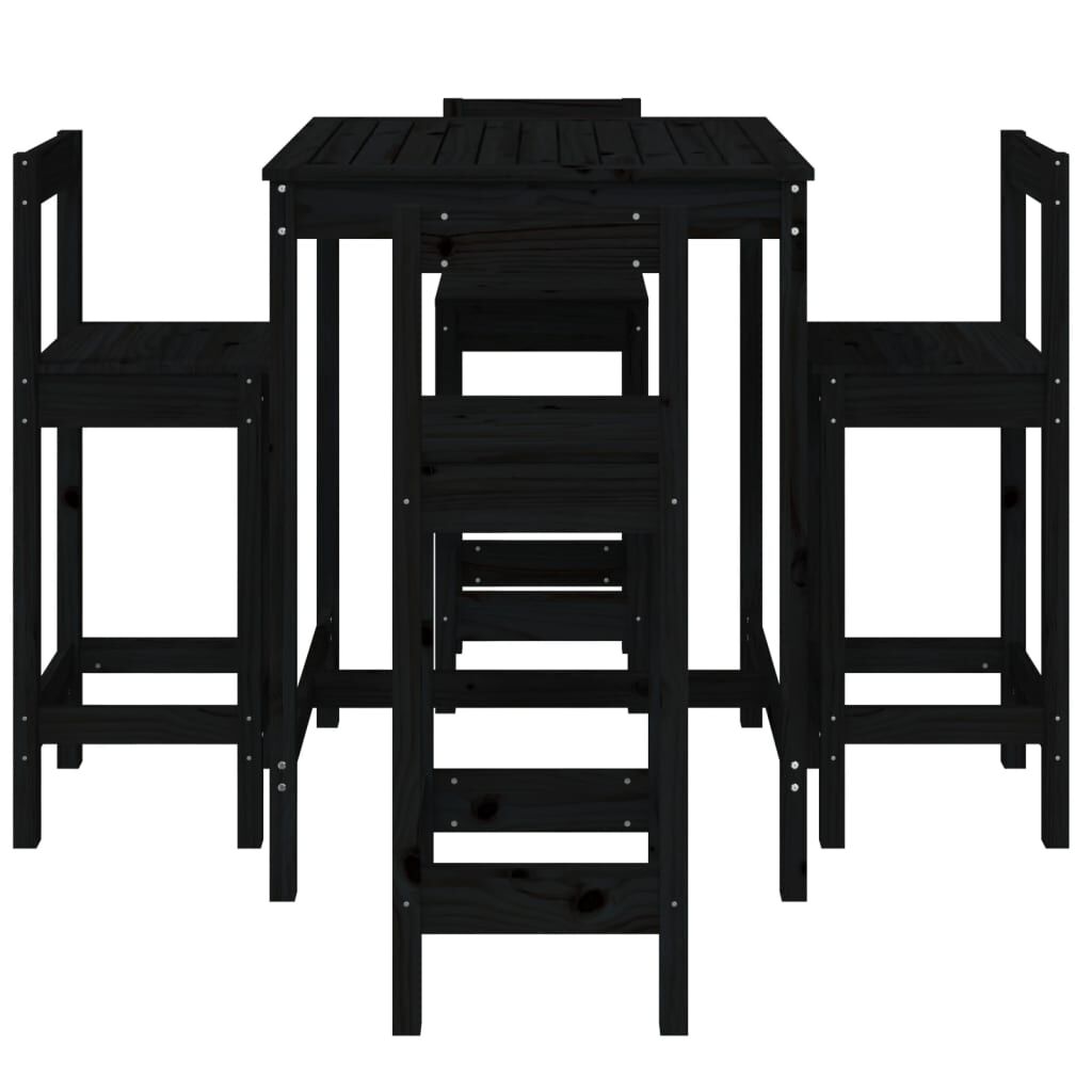 Vidaxl Set De Mesa Y Taburetes Altos Jardín 5 Piezas Madera Pino Negro_3
