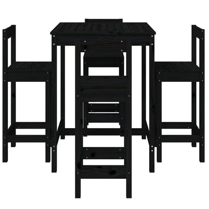 Vidaxl Set De Mesa Y Taburetes Altos Jardín 5 Piezas Madera Pino Negro_3