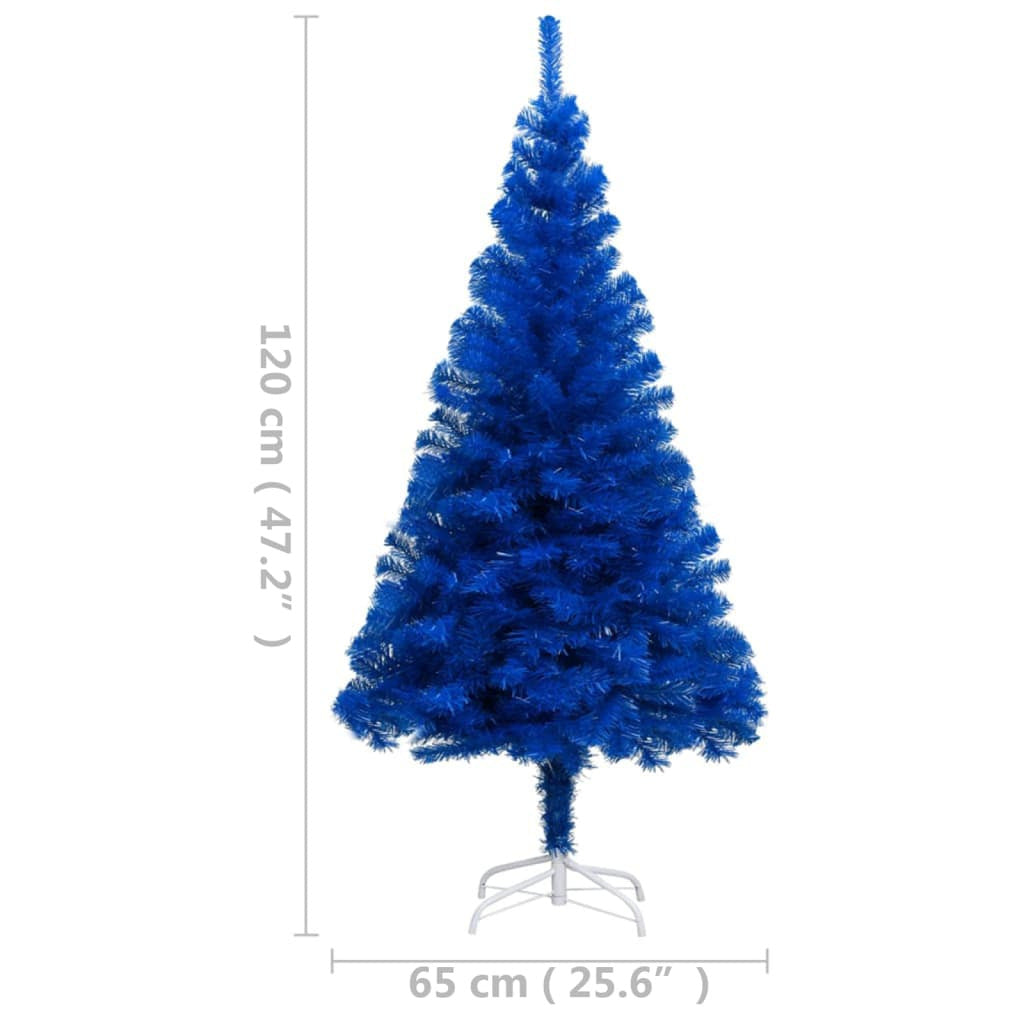 Vidaxl Árbol De Navidad Preiluminado Con Luces Y Soporte Azul 120 Cm_2
