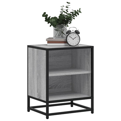 Mesita Noche Madera De Ingeniería Gris Sonoma 40x31x50 Cm Metal_2