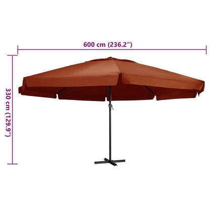 Vidaxl Sombrilla De Jardín Con Palo De Aluminio Terracota 600 Cm_2