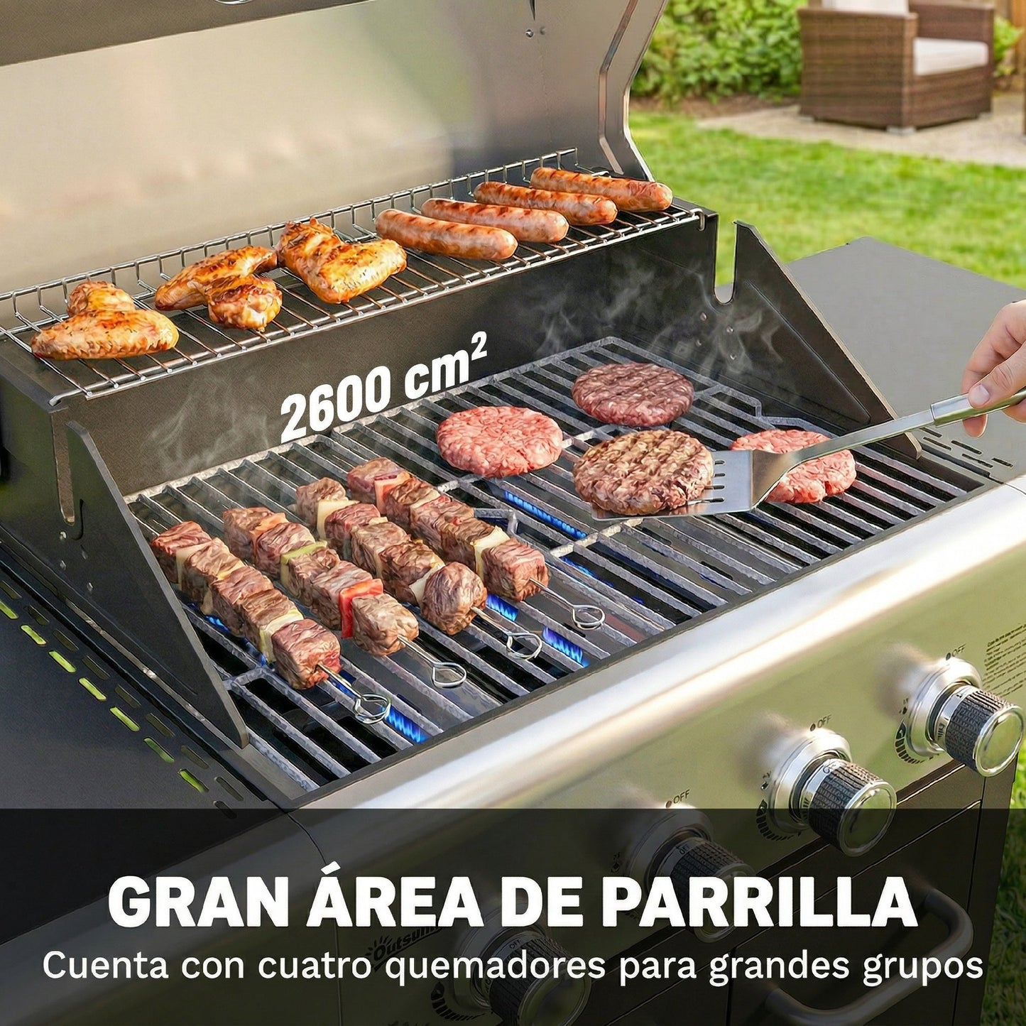 Outsunny Barbacoa De Gas Bbq Gas Con 4 Quemadores 12_3