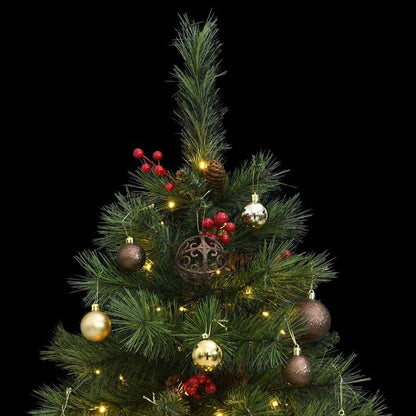 Vidaxl Árbol Navidad Artificial Con Bisagras 150 Led Y Bolas 120 Cm_1