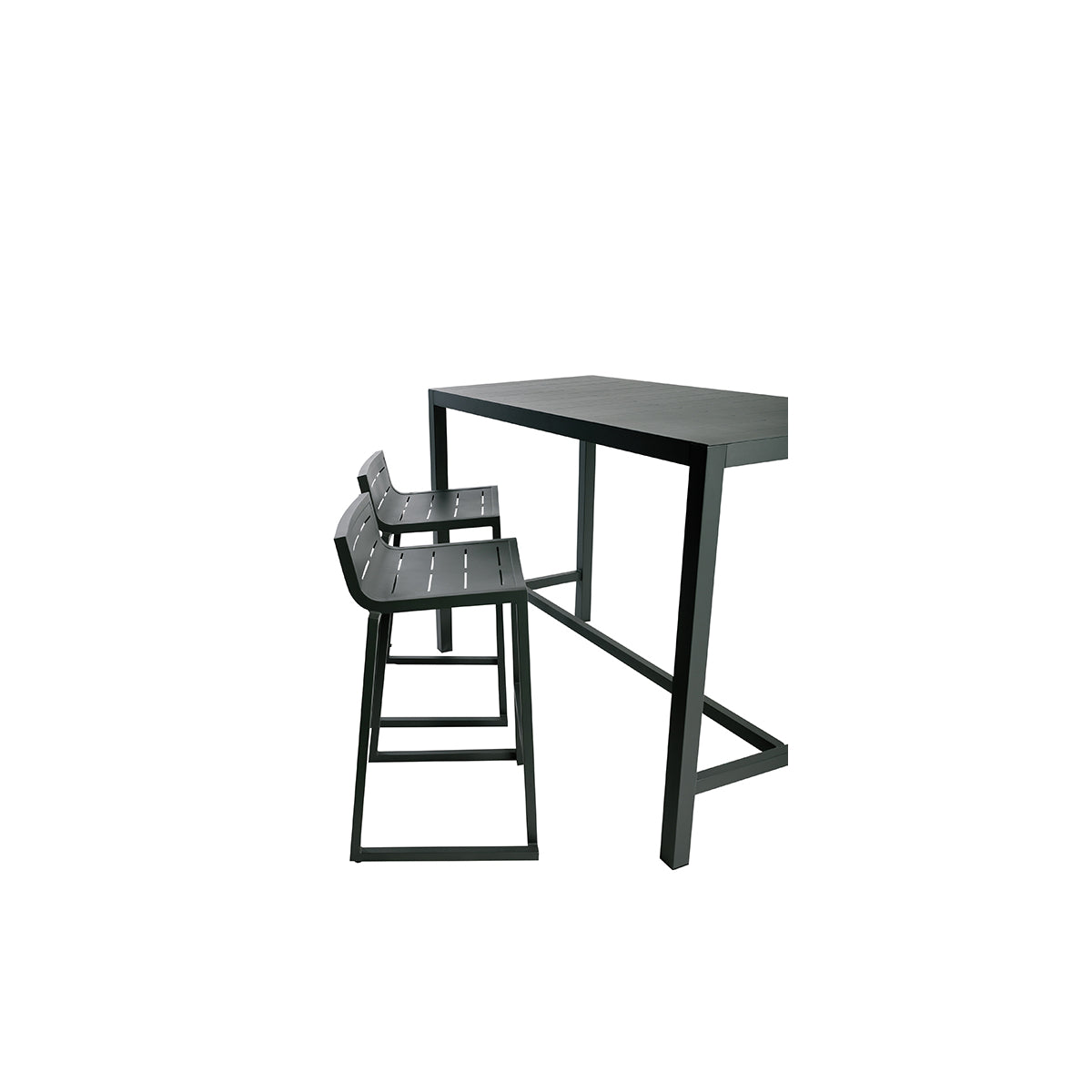 Mesa De Bar Rectangular De Aluminio Color Carbono 4 Personas - Mobiliario De Jardín_1