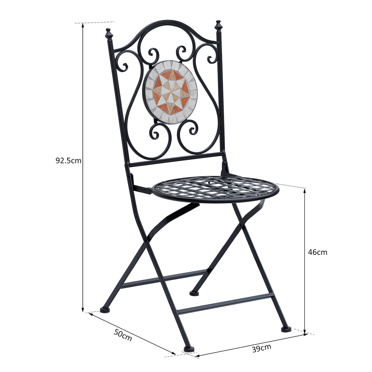 Outsunny Set De 2 Sillas Plegables De Jardín Bistro Silla Asiento Mosaico_2