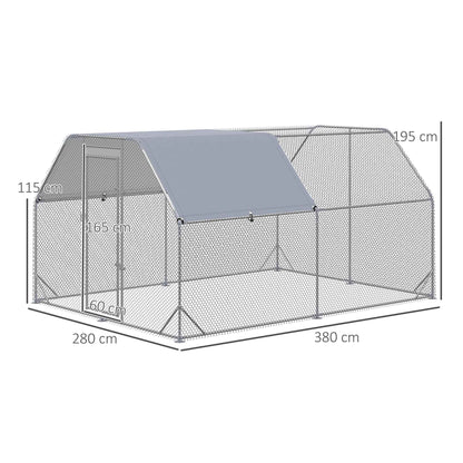 Pawhut Gallinero Exterior Grande 2,8x3,8x1,95 M Con 2 Habitaciones Plata_2