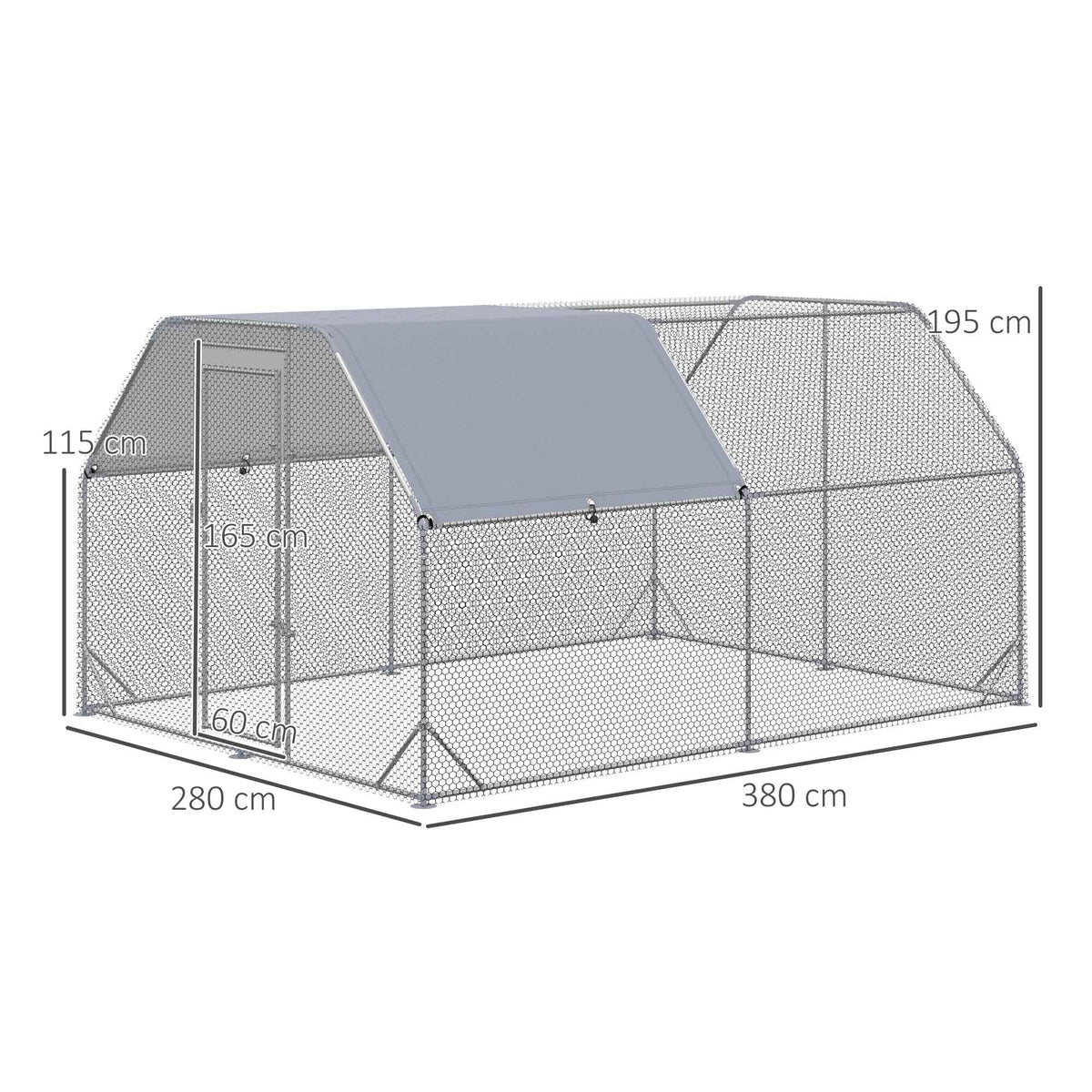 Pawhut Gallinero Exterior Grande 2,8x3,8x1,95 M Con 2 Habitaciones Plata_2