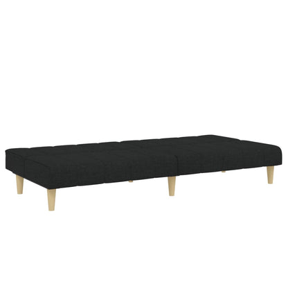 Sofá Cama De 2 Plazas Con Taburete Tela Negro / Vetonek_5