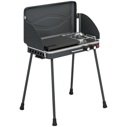 Outsunny Barbacoa De Gas Portátil 2 En 1 7 Kw Con Patas Desmontables_0
