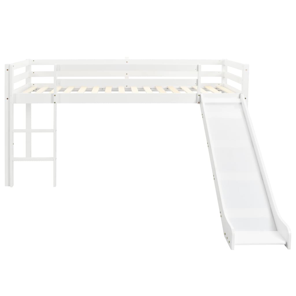Cama Alta Para Niños Tobogán Y Escalera Madera Pino 97x208 Cm / Vetonek_2