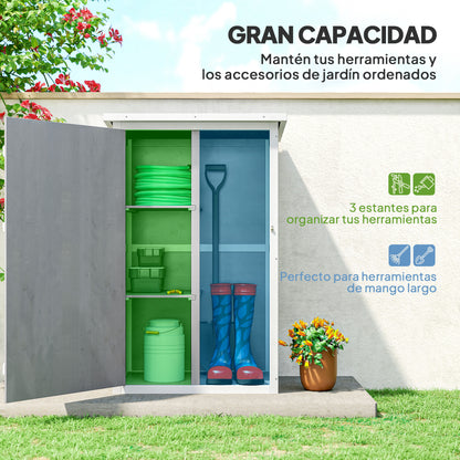 Outsunny Caseta De Jardín De Madera 75x56x115 Cm Con 3 Estantes Puerta Pestillo_3