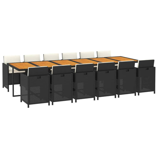 Vidaxl Juego Comedor Jardín 13 Pzas Con Cojines Ratán Sintético Negro_0