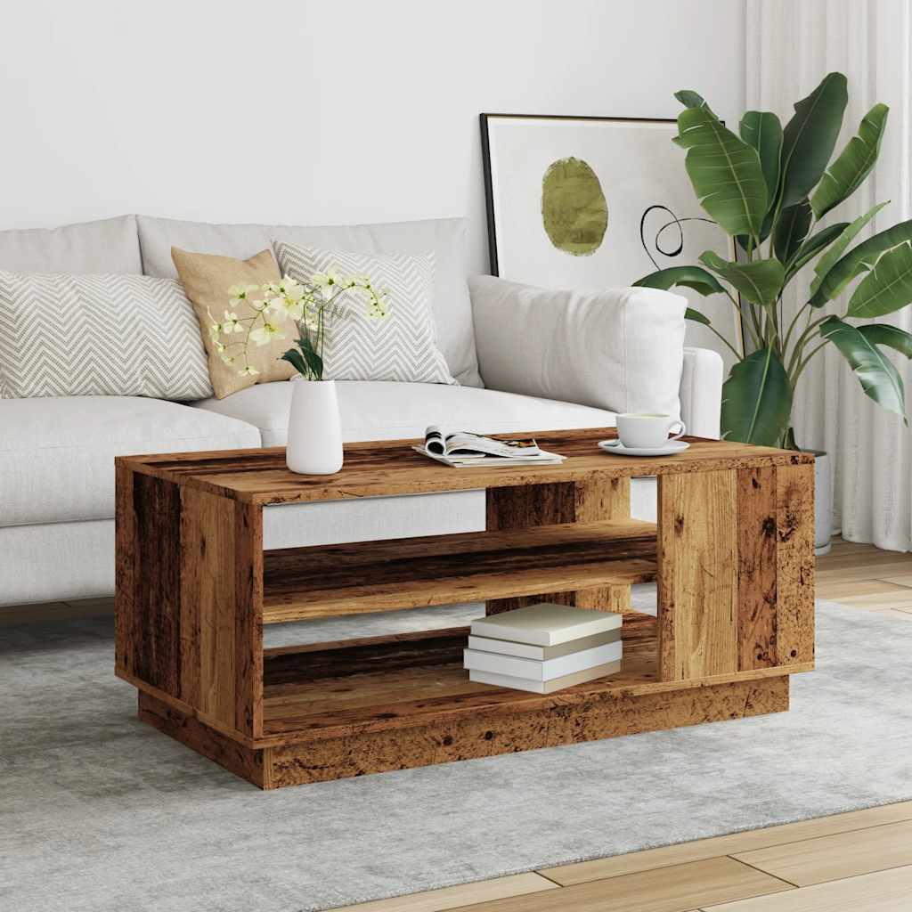 Mesa De Centro Madera Ingeniería Madera Envejecida 102x55x43 Cm_1