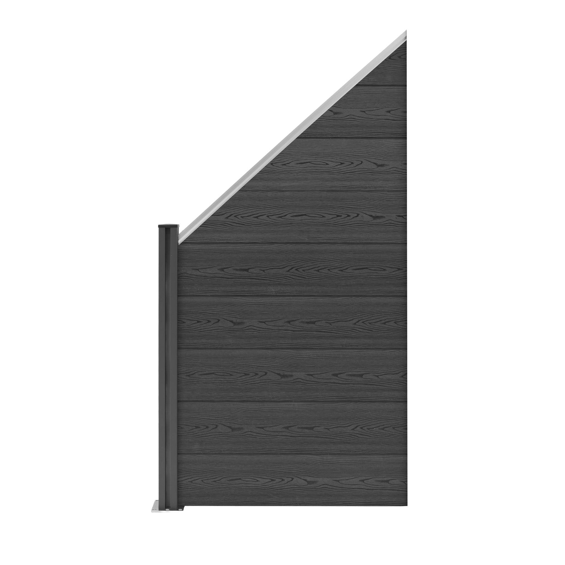 Vallas Para Exteriores De Wpc Y Aluminio - 1x Panel Oblicuo + 1x Poste | Gris_2