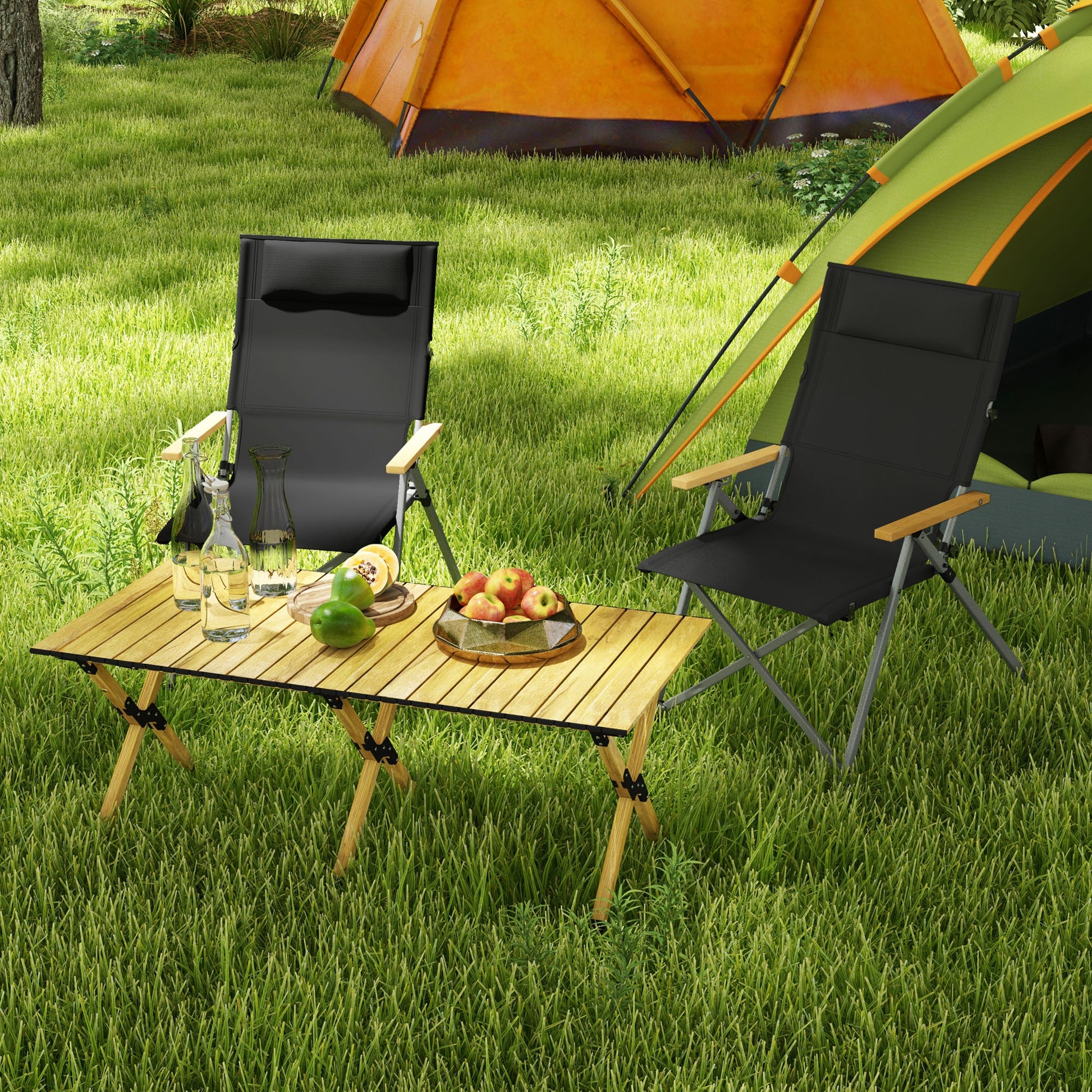 Outsunny 2 Sillas De Camping Plegables De Aluminio 74x59,5x98 Cm Negro_1
