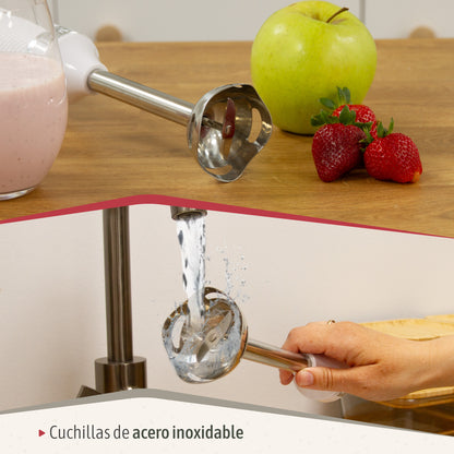 Briebe Batidora De Mano Brazo Desmontable, Cuchillas De Corte En Acero Inoxidable Diseño Ergonómico, Hb1173wht, Blanco_5